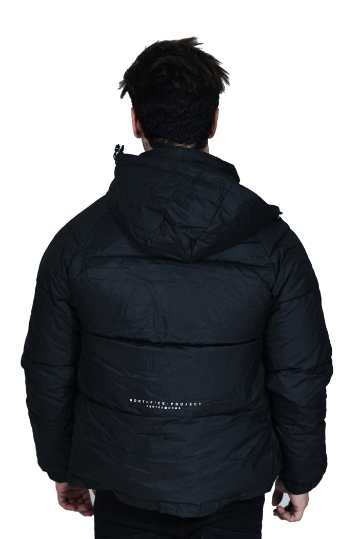 Self Block Pattern Padded Hooded Imported Puffer Jacket - Image 4