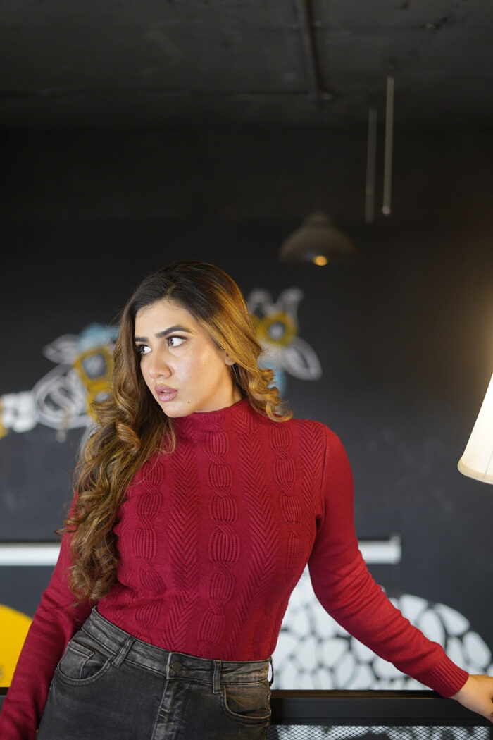 Knitted High Neck Sweater - Image 3